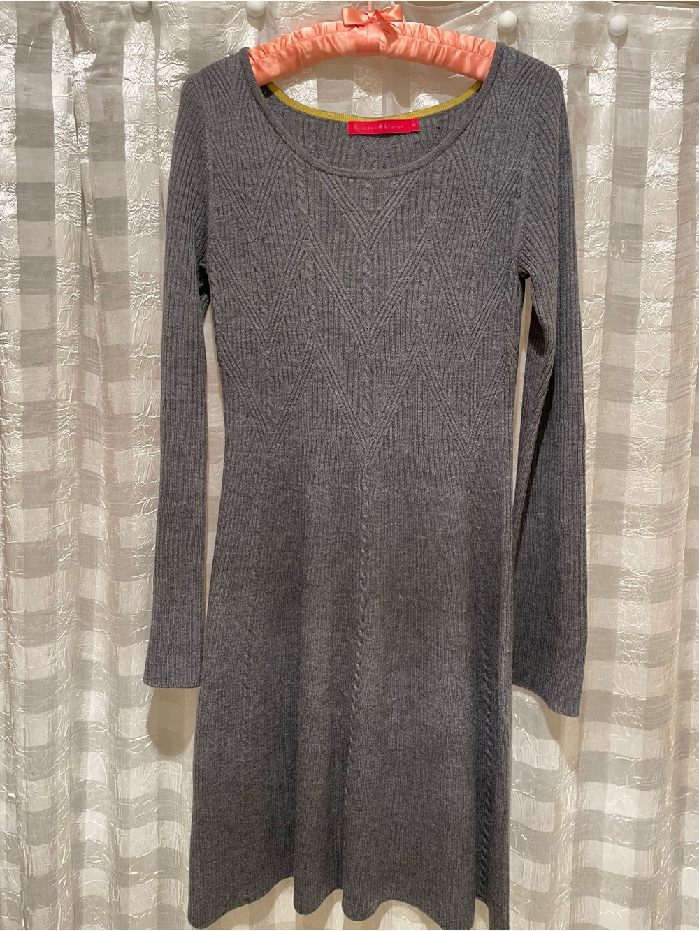 Krimson&Klover Gray Knit Long-Sleeve Fit-and-Flare Dress